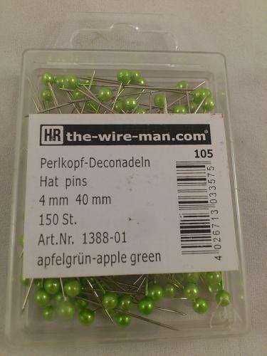 Epingles a tête coloris 4 mm 150 p. vert de pomme